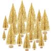 TUPARKA 48 Pezzi Pennello Bottiglia in Miniatura Alberi Mini Alberi di Natale Alberi di Pino Neve sisal da Tavolo per Decorazioni Festa di Natale Fai da Te Camera Decorare Modelli Diorama (Gold)