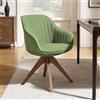 Zouron sedie da pranzo,sedie da ufficio per la casa, poltrone da salotto（Rotazione a 360°）,Ergonomia,verde（Cotone e lino + Piedi in legno marrone scuro）,Una sedia