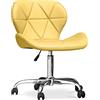 Iconik Interior Sedia da ufficio con ruote, sedia girevole da ufficio, tappezzata in similpelle, colore: giallo