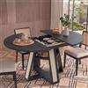 Aislinglen Tavolo da pranzo rotondo allungabile, 100-140 cm, moderno, in legno, ovale, per 4-6 persone, design rattan, tavolo da soggiorno con ripiani aperti, per cucina, sala da pranzo e soggiorno