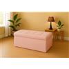 GX GARGIX Pouf, Panca Imbottita con Vano Contenitore Baule Trapuntato in Ecopelle VARI COLORI ELEGANTE (Les-7 Rosa)