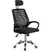 Cribel Urban Poltrona da Ufficio Presidenziale Nera in Maglina, Base in Metallo Cromato con Ruote, Ergonomica, 62.5×61.2×109-118 cm