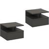 KOMTO Comodino Sospeso Camera da Letto, Mensola con Cassetto Sospesa | Set 2 Comodini in Antracite, Comodino Piccolo con Vano Aperto, 35,4 × 32,2 × 24,6 cm