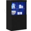 vidaXL Madia LED Nero 60 x 37 x 100 cm Legno multistrato, Sideboard elegante, mobile moderno rettangolare con luci LED, ampio spazio multi-comparto per la sala da pranzo