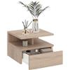 KOMTO Comodino Sospeso Camera da Letto, Mensola con Cassetto Sospesa | Comodino Piccolo Rovere Sonoma con Vano Aperto, 35,4 × 32,2 × 24,6 cm