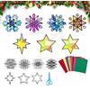 Ourdort 14 pezzi Adesivi per Finestre a Tema Natalizio, Kit fai-da-te Invernale | Set di Immagini per Finestre di Natale, Fiocchi di Neve, Stelle, Decorazione Natalizia