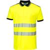 Portwest T180 Polo Alta visibilità Cuciture in Contrasto Comoda vestibilità | Giallo/Nero, 3XL, EN ISO 20471 Classe 2, Certificato CE, UPF 40+, Anello Sotto la Chiusura, Tessuto Traspirante, Poliestere
