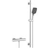 Görbach Colonna Doccia con Miscelatore Termostatico, Set Asta Doccia in Acciaio inox con Doccetta e Tubo, Saliscendi Doccia 100 cm, Cromo