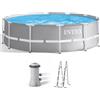 Intex Prisma Frame 26716NP - Ø366x99 cm - Piscina Rotonda + Pompa filtro 45 W e Scaletta