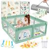 SPYLAVE Box Bambini 150X180cm Con Materasso, XL Con Fondo Antiscivolo E Rete Traspirante, Tessuto Oxford 210D, Parco Giochi Per Bambini, Playpen, 60 Palline, 4 Manici