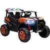 AIYAPLAY Macchina Elettrica per Bambini 2 Posti 24V Fuoristrada Arancione | Con 2 Motori, Sospensioni, Telecomando, Musica, Fari LED e Clacson, Auto Elettrica per Bambini 3-8 Anni, Velocità 3-8km/h