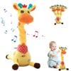 AUQUK Giraffa Musicale Cantante,Giocattolo interattivo musicale danzante | Giraffa in peluche luminoso e canto, funzione luce e ripetizione vocale, ideale per compleanno e Natale, regalo per bambini.