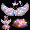 Rppiup Luminoso Fata Costume Bambina con Tutù LED Tulle Gonna, Fascia per capelli, Bacchetta Magica, Farfalla Ali, Vestiti Bambina per Compleanno Halloween Carnevale Cosplay