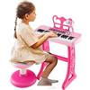 COSTWAY Set Pianoforte Digitale 37 Tasti per Bambini (Rosa) | Tastiera Elettronica con Microfono Regolabile, Leggio Rimovibile,Strumento Musicale Elettronico per Bambini di 3+ Anni