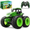 HappyGoLucky Trattore Telecomandato per Bambini con Luce, 2,4 GHz, Verde | Trattore RC Giocattolo con Telecomando 2,4 GHz e Luci, per Bambini da 3 a 9 Anni, Ideale come Regalo di Natale