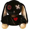 JOSON Cuscino di peluche a forma di coniglietto pazzo, per Halloween, regalo di compleanno per ragazzi e ragazze (30,5 cm, nero)