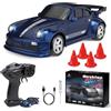 BuzzoXerex Mini Auto Telecomandata Drift, 1:64 Mini RC Drift Car, Micro Macchina Telecomandata con Luce LED, 15km/h, Auto Giocattolo per Bambini di Età Superiore Agli 8 Anni (Blu Scuro)
