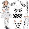 VICTERR Costume Dalmata Bambino, 6 Pezzi Set con Orecchie, Cravatta, Coda, Sticker, Guanti, Calze per Carnevale, Halloween, Cosplay Bambini