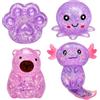 Xionghonglong 4 pezzi Squishy Set,Giocattoli da Spremere Zampe di Gatto,Fidget Toys Set | Squeeze Giocattoli,Axolotl Squeeze,Palle Antistress con Polpo,Capybara,Pinch Toy,Decompressione,Compleanno Regalo
