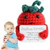 Qikam Pomodoro ispirato lavorato a maglia - Peluche di pomodoro all'uncinetto con carta ispiratrice | Divertenti peluche all'uncinetto, simpatici animali di peluche all'uncinetto per amici, incoraggiamento,
