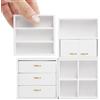 Odoria Miniatura Libreria Casa delle Bambole: Scala 1/12 Buffet Scaffale Bianco Parete per Salotto Ufficio - Mini Combinazione di Mobili Legno Moderno Cubo Impilabile Aperto