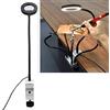 Hiraith Mano d'aiuto per Saldatura a LED con Lente d'ingrandimento e | Bracci regolabili, lente d\'ingrandimento 3X, 10 livelli di luminosità, base in alluminio