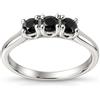 sayes.com Anello Trilogy in Argento 925 con Diamanti Neri 0,44 ct. Misura dito 14.