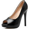 Lizoleor Scarpe Donna Tacco a Spillo Plateau Peep Toe Senza Chiusura Sposa Vestito
