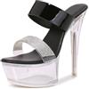 LIUGUISUOCHBH Sandali con Tacco a Spillo con Plateau e luci a LED da Donna - Tacchi Alti Trasparenti per Feste, Matrimoni, Scarpe Eleganti da Donna - Tacchi da 6 Pollici