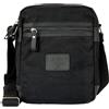 Avirex Wild Borsa a Tracolla Uomo in Canvas Spalmato Idrorepellente con Dettagli in Ecopelle, 2 Scomparti con Zip, Crossbody Bag Media 26x21x7 cm, WLD03