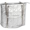 Chinllo Borsa tote da donna, media, in pelle scamosciata trapuntata, con manico superiore e catena
