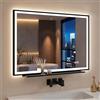 STARLEAD 60x80cm Specchio-Bagno-con-Luce e Mensola, Antiappannamento, Specchio-LED-Bagno-Retroilluminato Bimmerabile a 3 Colori, Funzione Memoria, Vetro Temperato, CRI90+, IP44, Orizzontale/Verticale