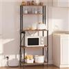 HOOBRO Scaffale Cucina con Multipresa, Portaoggetti Multistrato, Mobile Cucina, 40 x 60 x 154 cm, Supporto Microonde con Ganci, Cucina, Sala da Pranzo, Ufficio, Marrone Vintage e Nero EBF80CHB01