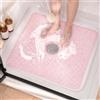 BLESWIN Tappeto Doccia Antiscivolo Quadrato con Foro Centrale, PVC, 60x60cm Rosa | Tappeto Antiscivolo Doccia, Tappeti Bagno, Sicuro, Morbido, Per Seniors, Asciugatura Rapida, Anti Muffa, Facile da Pulire