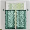 Devola Set di 2 tende a vetro romantiche corte in pizzo, stile rustico, tenda da bistrot con motivo floreale, per cucina, bagno, finestra piccola, 60 x 75 cm (altezza x larghezza), colore verde, 2