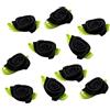Duories 100 mini teste di fiori artificiali, fiocchi, rose con foglia, fiori per fai da te, decorazioni floreali, decorazioni per fai da te, decorazioni per scrapbooking, colore nero