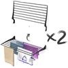 foxydry Fold stendibiancheria da parete richiudibile salvaspazio, 100 cm X2 | in alluminio e acciaio inox, chiusura verso l'alto, antiruggine, per terrazze e balconi, sostiene 10 kg, nero