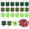 Sploziia 100 quadrifoglio di feltro e 100 pezzi in legno di coccinelle - Adesivi trifoglio portafortuna e coccinella portafortuna possono essere utilizzati per artigianato fai da te o regali