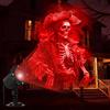 BBTO 1 Pezzo Proiettore di Luci di Halloween - Effetto Dinamico, Proiezione Olografica 3D, Funzione Timer, Proiettore di Halloween per Interni ed Esterni, Design Scheletro Pirata Rosso