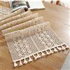 SYSUII Runner da tavola macramè per matrimonio, 30 x 180 cm, con nappe, vintage, beige, elegante, in rete cava, in pizzo all'uncinetto, per cucina, vintage, casa colonica, tavolo