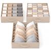 Euphoria Casa Organizer Cassetti, Set Divisori Per Cassetti In Tessuto Per Biancheria, Reggiseni, Calzini, Cravatte - Contenitori Salvaspazio Divisori Cassetti (Beige Nude Grande)