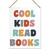 Biopracess Targa in metallo con scritta Cool Kids Read Book, per cameretta dei bambini, decorazione motivazionale in metallo, stile retrò, vintage, poster da parete, 20,3 x 30,5 cm