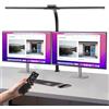 Euakee Lampada da Scrivania LED, 24W 80CM Luce Tavolo a Doppia Sorgente Luminosa, Con Morsetto, Adattatore e Telecomando, 10 Temperatura Colore, 10 Livelli Luminosità, per Studio, Monitor, Ufficio