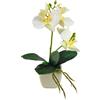 Tecnokit Piante Finte Interno, Orchidea artificiale, con vaso incluso, pianta finta, materiale plastico realistico al tatto, adatto per tutti gli ambienti (CM 30 BIANCA)