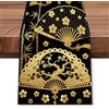 WADORN Runner da tavolo per fan giapponese, 182 x 33 cm, lussuoso, con fiori di ciliegio in stile giapponese, stile rustico, per cucina, sala da pranzo, scrivania, decorazione per primavera estate