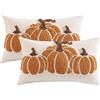 Tosleo 2 federe autunnali a forma di zucca, 30 x 50 cm, con tre motivi di zucca, colore arancione, per divano, giardino, camera da letto