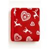 TEXTILE COLLECTION Plaid Natalizio in Coral Fleece con Interno Agnellato - Super Morbido e Caldo - 4 Fantasie Xmas - Disponibile in Misura 250x200 cm o 240x150 cm (Rosso con cuori e renne, Singolo)