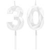 DTXLX Candela Numero 30 Bianco Compleanno | Per compleanno, matrimoni e anniversari. Decorazione per torta.