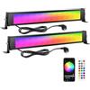 YOJZMA 2 x 28W Faretto LED RGB Esterno con Telecomando e APP Barra luminosa | 96 LEDs, Dimmerabile, 16 Milioni Colori, Timer, Strobo, Musicale, DIY, IP67, Proiettori Faretti per Giardino, Palco, Partito
