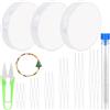 Glarks Set di 22 corde elastiche e aghi per perline, 3 rotoli da 0,6/0,8/0,4 mm, trasparenti, elastici, cordini elastici per braccialetti con 18 aghi per perline a occhio grande, per la creazione di